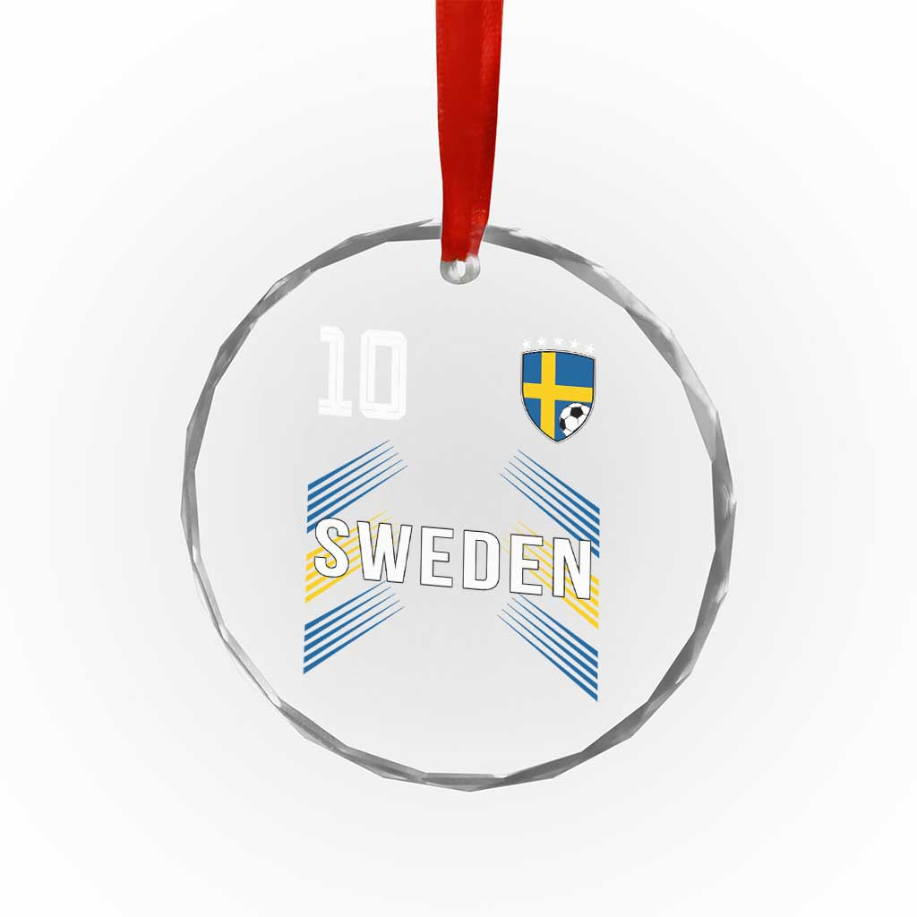 Sweden Soccer Sports Graphic Number 10 Jersey Style Crystal Glass Ornament Proud Swedish Football Fans Game Day Pride