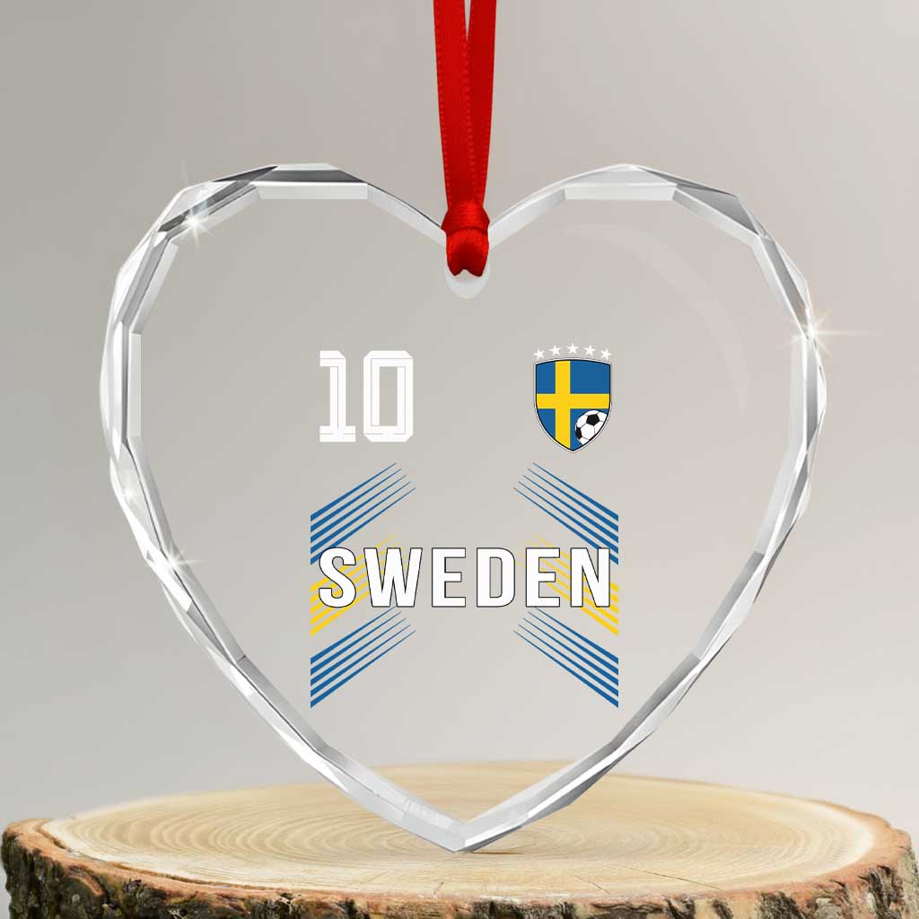 Sweden Soccer Sports Graphic Number 10 Jersey Style Heart Crystal Glass Ornament Proud Swedish Football Fans Game Day Pride TS02 Transparent Glass 3'' Heart Print Your Wear