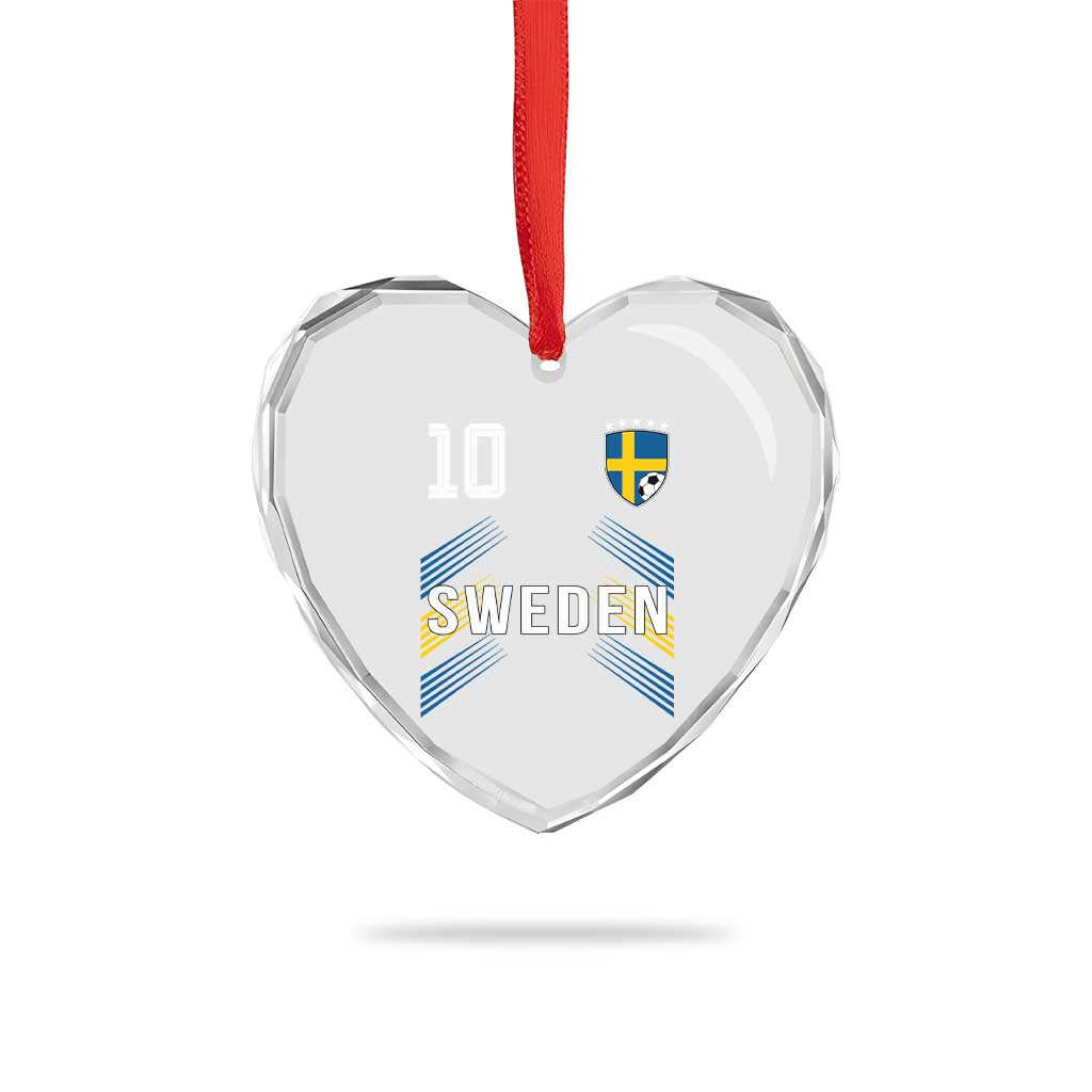 Sweden Soccer Sports Graphic Number 10 Jersey Style Heart Crystal Glass Ornament Proud Swedish Football Fans Game Day Pride TS02 Print Your Wear