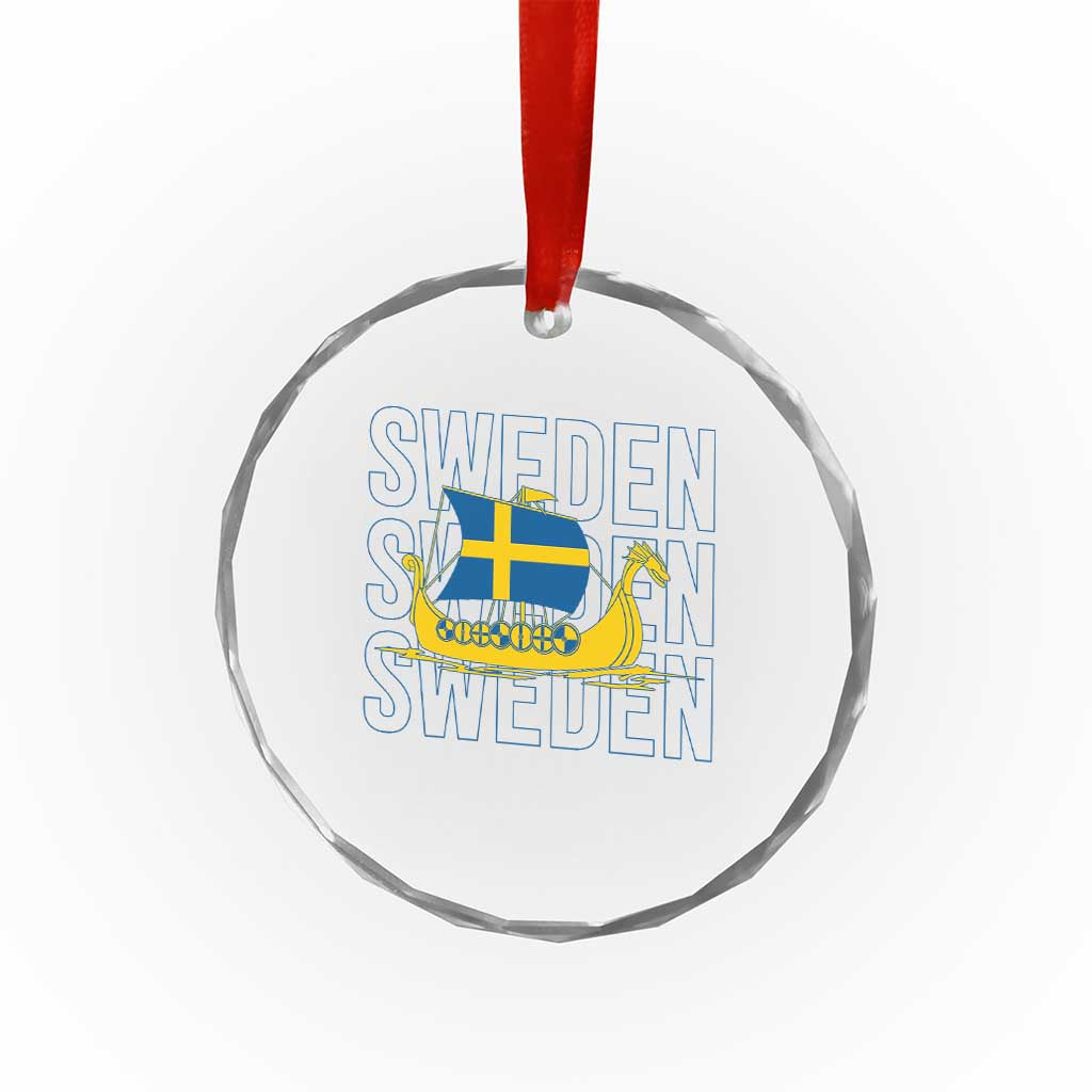Swedish Viking Ship Sverige Sweden Flag Boat Viking Crystal Glass Ornament