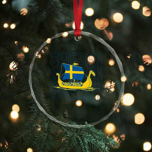 Swedish Viking Ship Sverige Sweden Flag Boat Viking Crystal Glass Ornament
