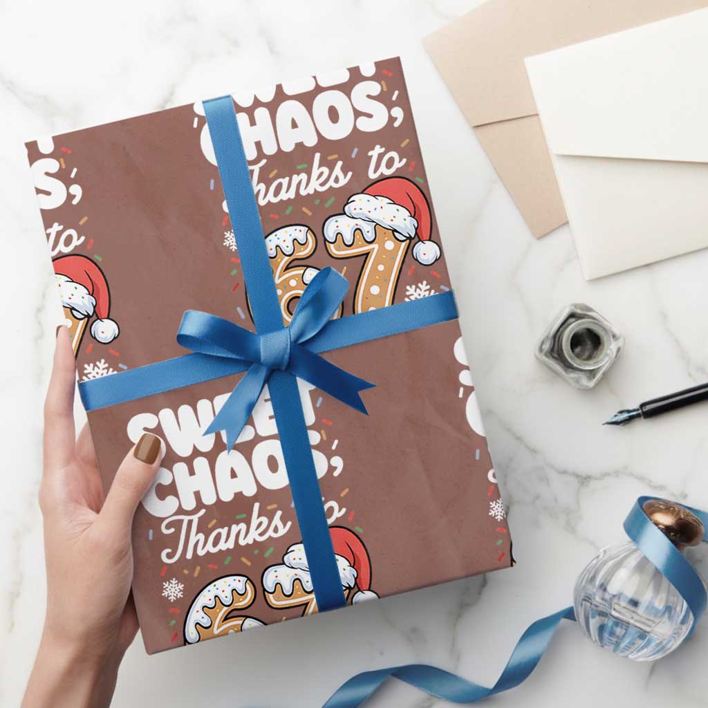 Sweet Chaos Thanks to 67 Wrapping Paper Roll Funny Christmas Cookie Meme with Sprinkles TS02 Mocha Print Your Wear