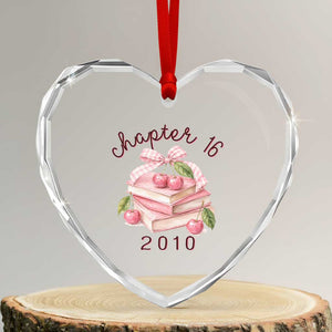 Sweet Chapter 16 Birthday Heart Crystal Glass Ornament Cherry Books 16th Birthday Gifts For Her Book Lover