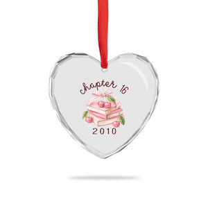 Sweet Chapter 16 Birthday Heart Crystal Glass Ornament Cherry Books 16th Birthday Gifts For Her Book Lover
