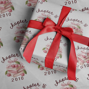 Sweet Chapter 16 Birthday Wrapping Paper Roll Cherry Books 16th Birthday Gifts For Her Book Lover