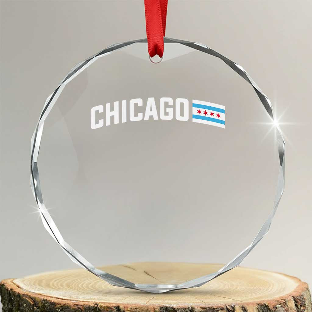 Sweet Chicago Flag Red Six Pointed Stars Crystal Glass Ornament TS14 Transparent Glass 3'' Circle Print Your Wear