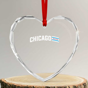 Sweet Chicago Flag Red Six Pointed Stars Heart Crystal Glass Ornament TS14 Transparent Glass 3'' Heart Print Your Wear