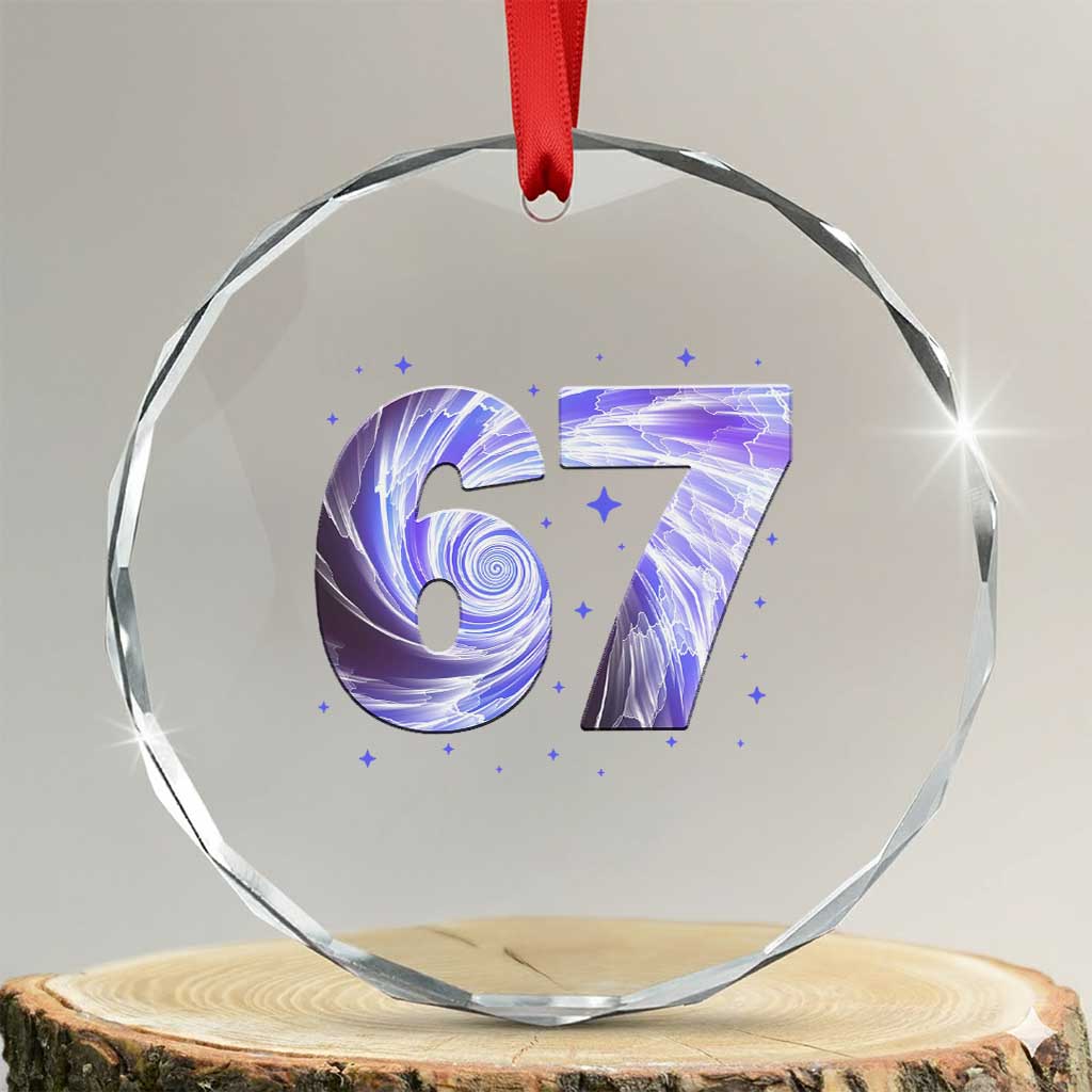 Swirl Effect Printed Six Seven Meme Crystal Glass Ornament Gen Z Alpha Gift TS12 Transparent Glass 3'' Circle Print Your Wear
