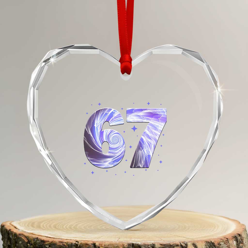 Swirl Effect Printed Six Seven Meme Heart Crystal Glass Ornament Gen Z Alpha Gift TS12 Transparent Glass 3'' Heart Print Your Wear