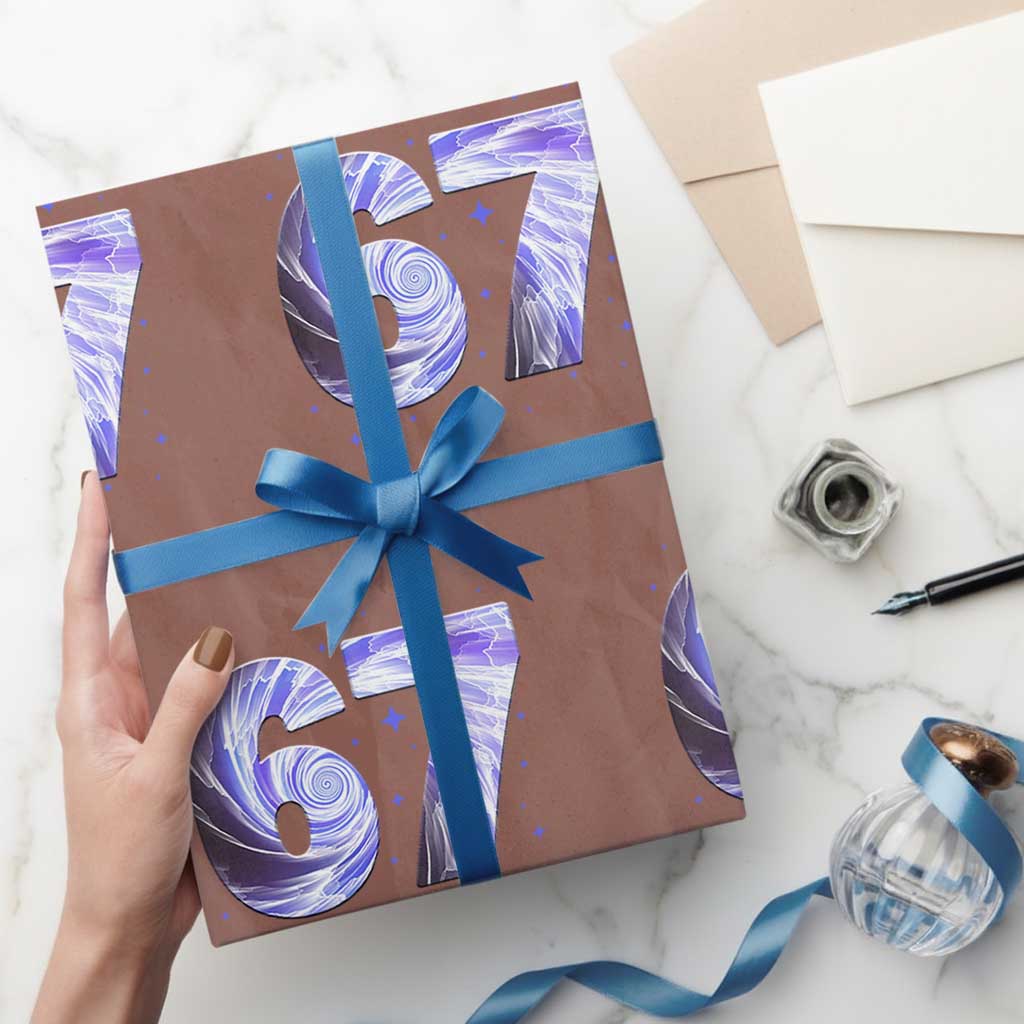 Swirl Effect Printed Six Seven Meme Wrapping Paper Roll Gen Z Alpha Gift TS12 Mocha Print Your Wear