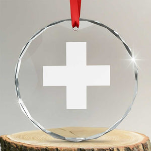 Swiss Vintage Cross Flag Switzerland Crystal Glass Ornament