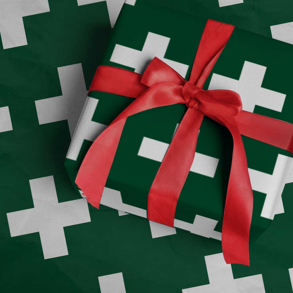 Swiss Vintage Cross Flag Switzerland Wrapping Paper Roll TS10 Green Print Your Wear
