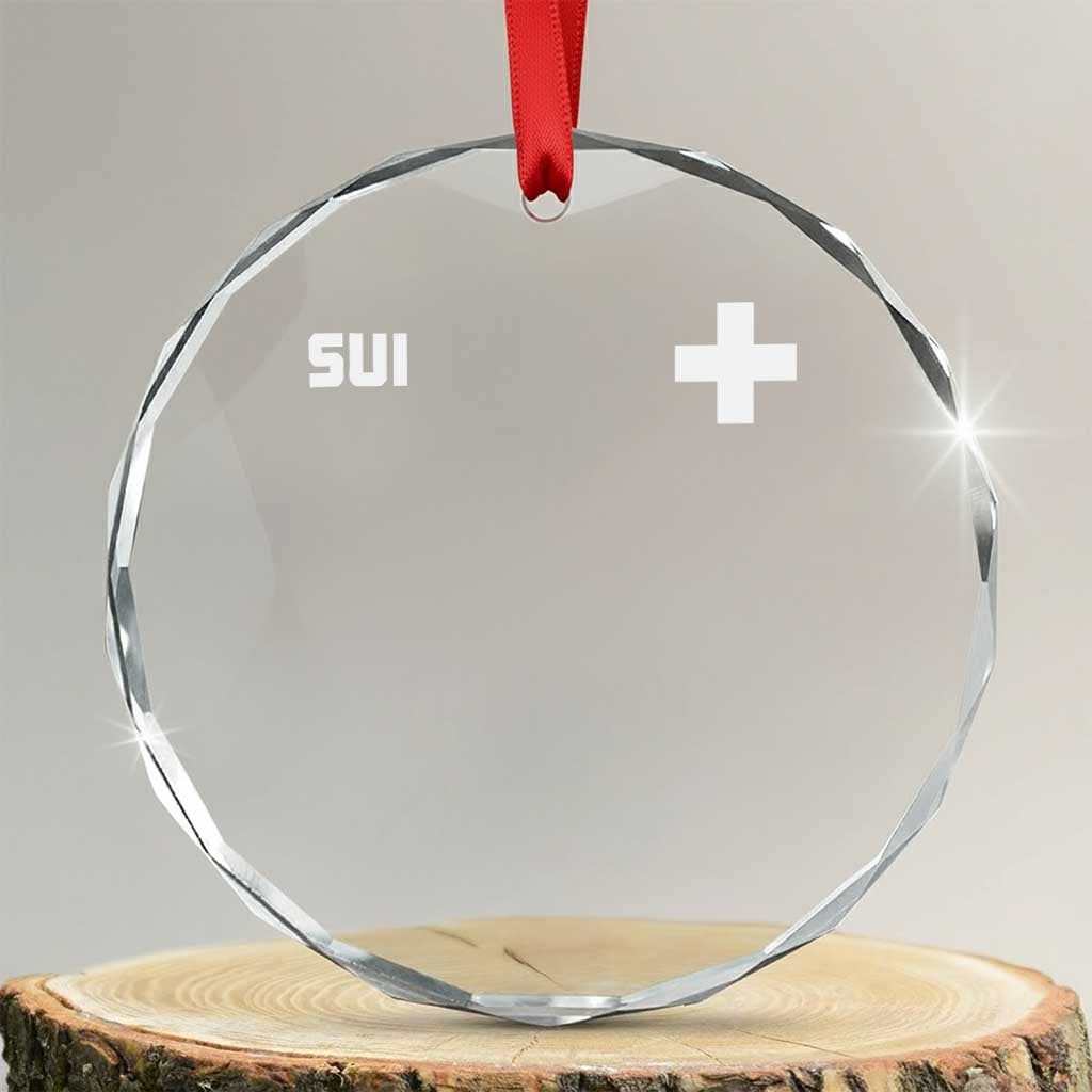 Switzerland Crystal Glass Ornament Retro Swiss Flag TS10 Transparent Glass 3'' Circle Print Your Wear