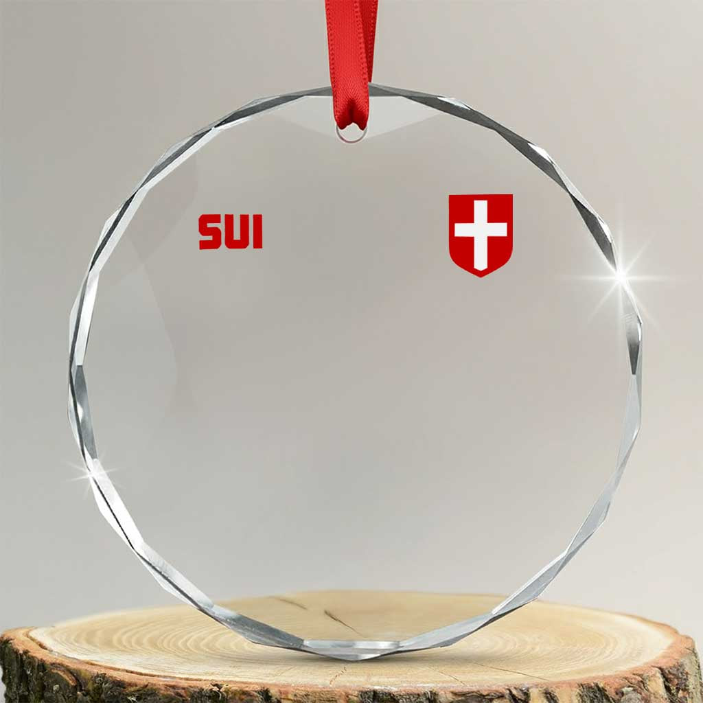 Switzerland Crystal Glass Ornament Vintage Retro Swiss Flag TS10 Transparent Glass 3'' Circle Print Your Wear