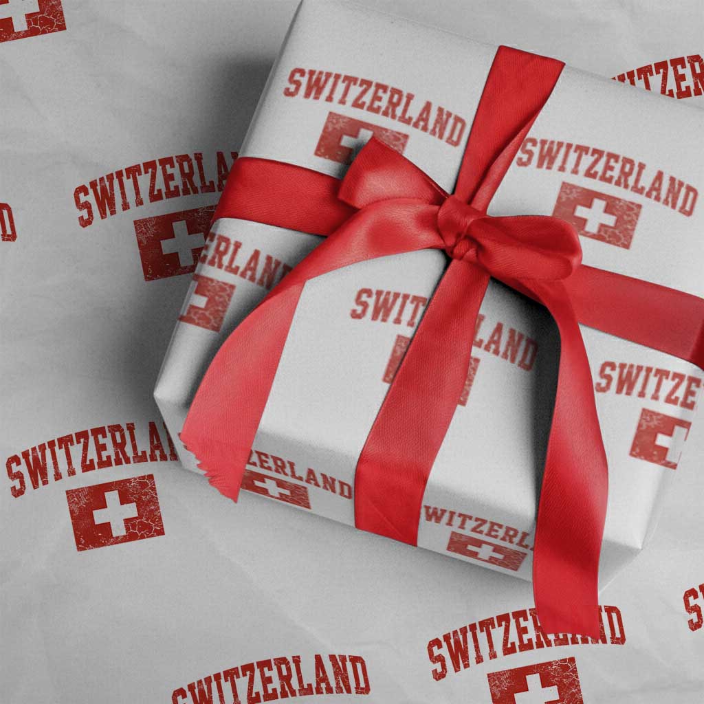 Switzerland Fan Wrapping Paper Roll Vintage Retro Swiss Cross Flag