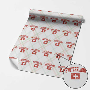 Switzerland Fan Wrapping Paper Roll Vintage Retro Swiss Cross Flag