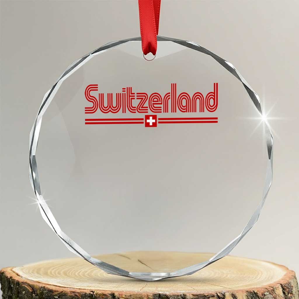 Switzerland Fan Retro Vintage Flag Crystal Glass Ornament TS10 Transparent Glass 3'' Circle Print Your Wear