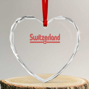 Switzerland Fan Retro Vintage Flag Heart Crystal Glass Ornament