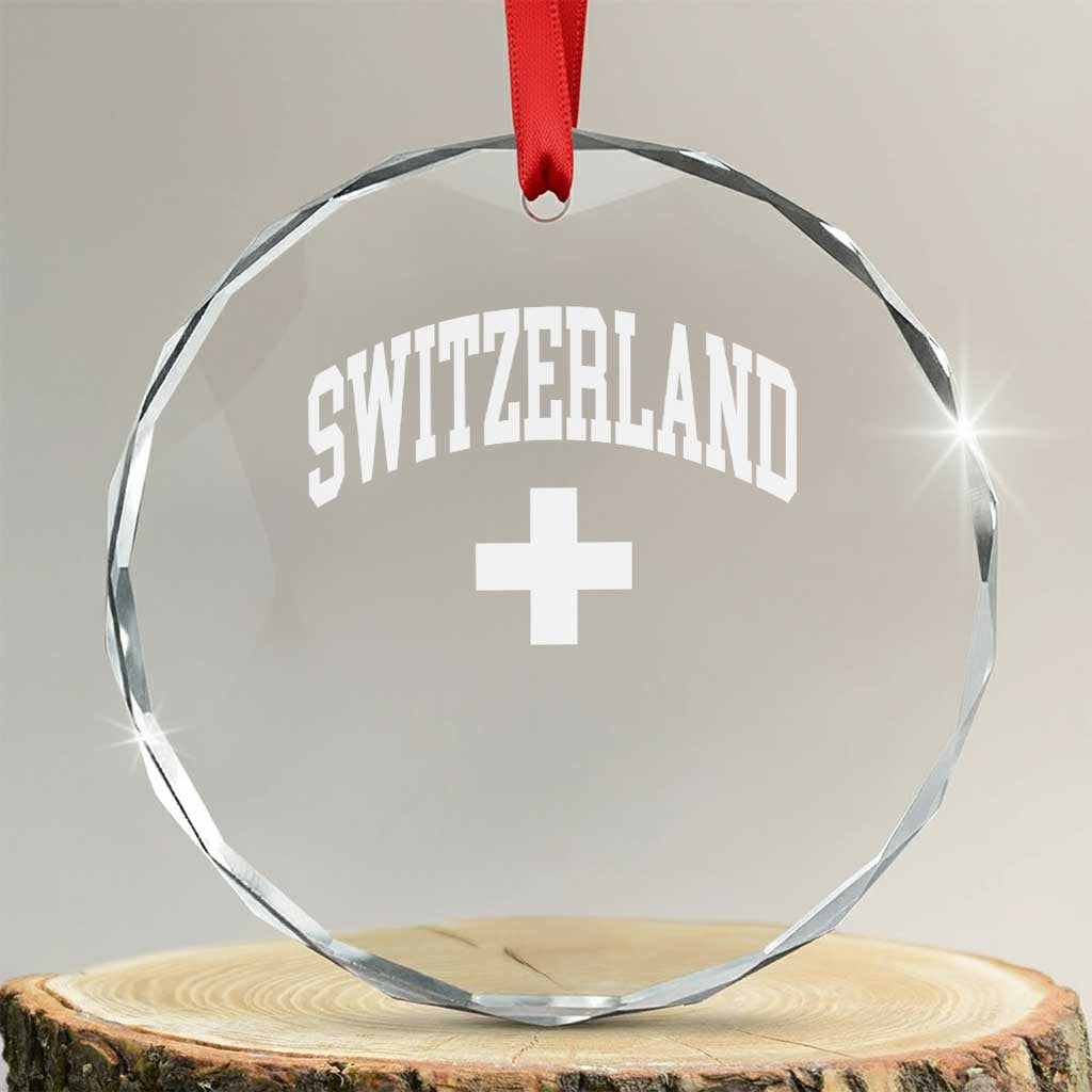 Switzerland Flag Vintage Crystal Glass Ornament Swiss Retro Vintage TS10 Transparent Glass 3'' Circle Print Your Wear