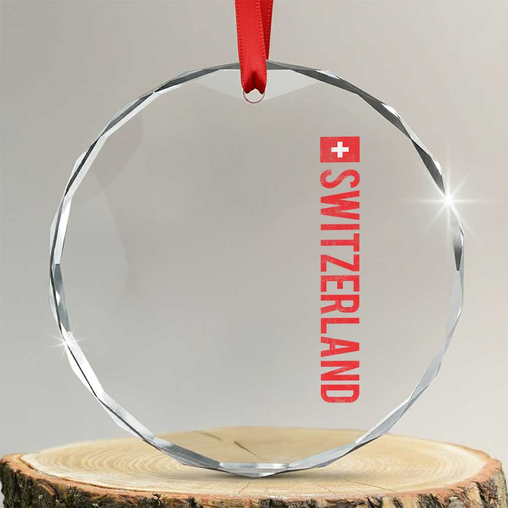 Switzerland Heritage Vintage Swiss Flag Schweiz Crystal Glass Ornament TS11 Transparent Glass 3'' Circle Print Your Wear