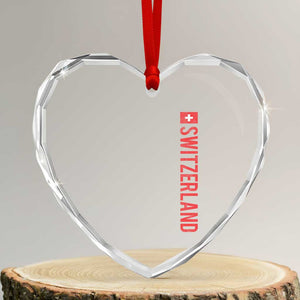 Switzerland Heritage Vintage Swiss Flag Schweiz Heart Crystal Glass Ornament