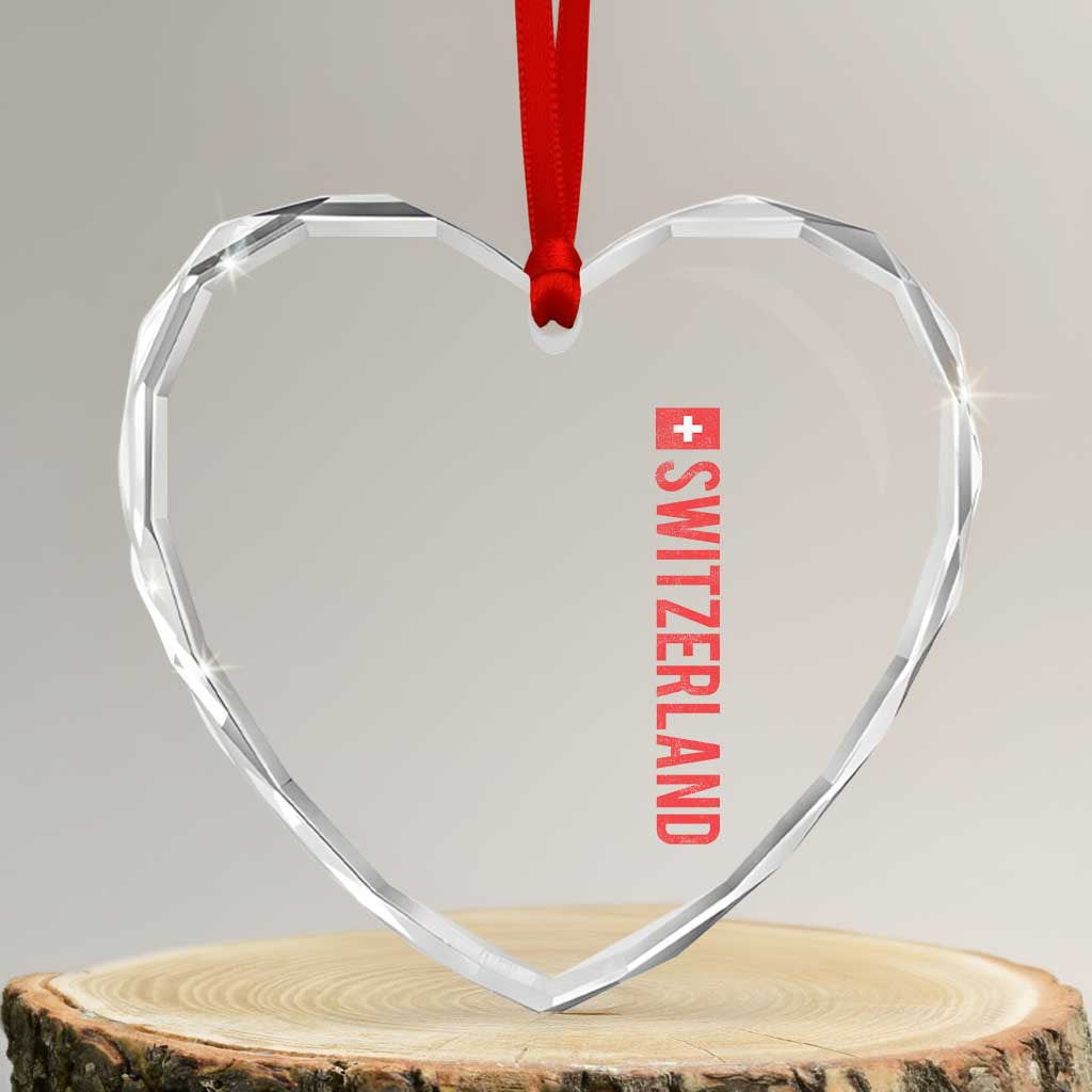 Switzerland Heritage Vintage Swiss Flag Schweiz Heart Crystal Glass Ornament TS11 Transparent Glass 3'' Heart Print Your Wear