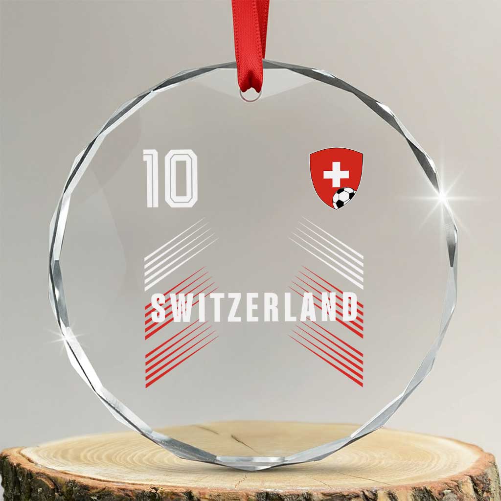 Switzerland Soccer Sports Graphic Number 10 Jersey Style Crystal Glass Ornament Proud Swiss Football Fans Game Day Pride TS02 Transparent Glass 3'' Circle Print Your Wear