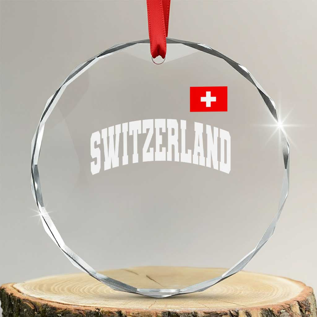 Switzerland Sports Throwback Design Crystal Glass Ornament Vintage Swiss Flag Soccer Jersey Style TS11 Transparent Glass 3'' Circle Print Your Wear