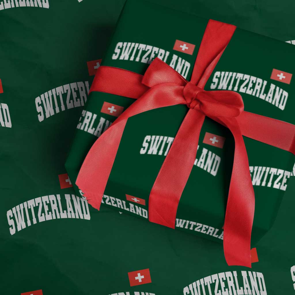 Switzerland Sports Throwback Design Wrapping Paper Roll Vintage Swiss Flag Soccer Jersey Style