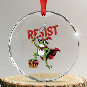 Sword Wielding Frog Resistance Crystal Glass Ornament Resist Protest No Kings TS02 Transparent Glass 3'' Circle Print Your Wear