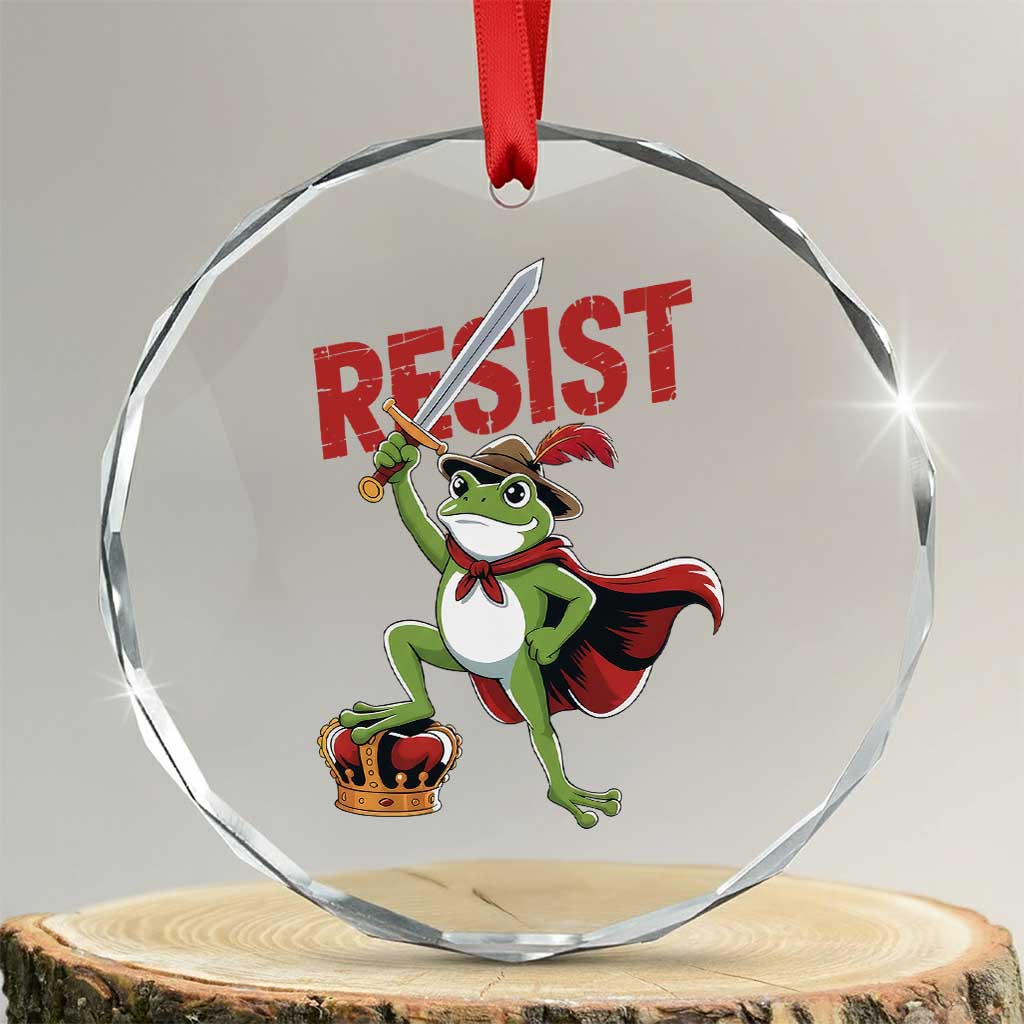 Sword Wielding Frog Resistance Crystal Glass Ornament Resist Protest No Kings - Print Your Wear
