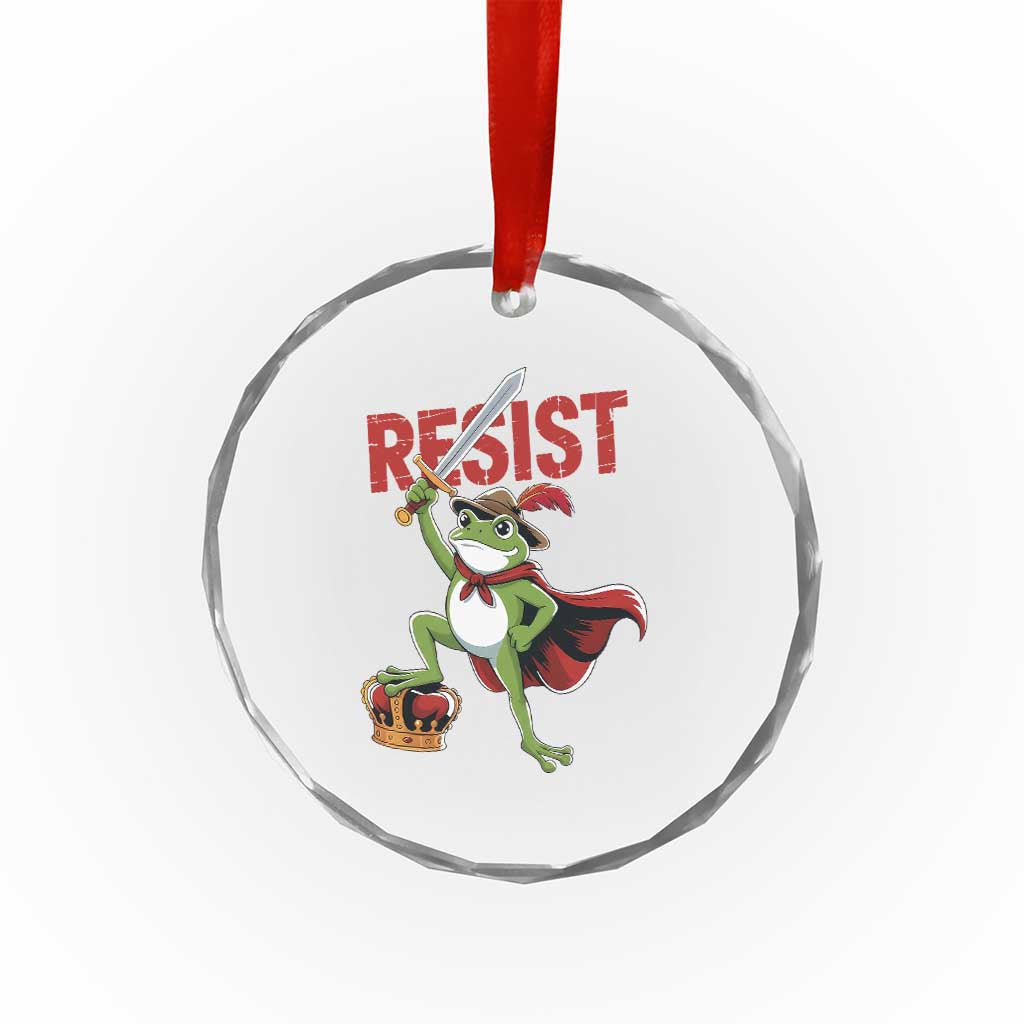 Sword Wielding Frog Resistance Crystal Glass Ornament Resist Protest No Kings TS02 Print Your Wear