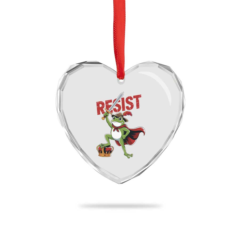 Sword Wielding Frog Resistance Heart Crystal Glass Ornament Resist Protest No Kings TS02 Print Your Wear