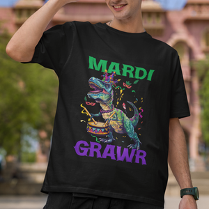 Funny Mardi Gras Dinosaur T Shirt Mardi Grawr Rex TS02 Printyourwear