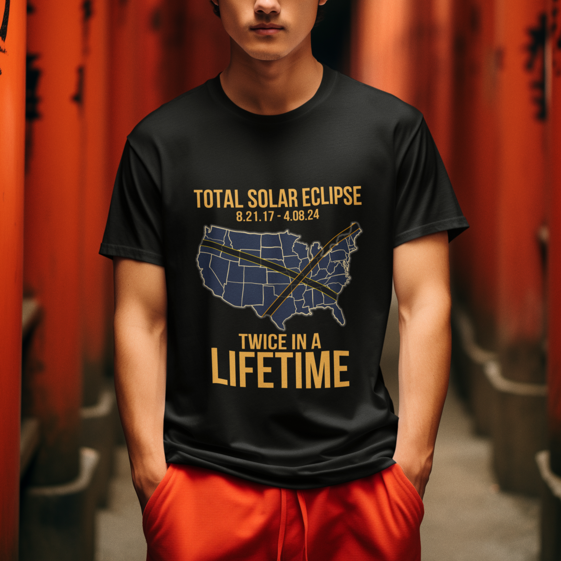 Total Solar Eclipse T Shirt Twice In A Life Time Tour Map American Totality 2024 2017 TS02 Printyourwear