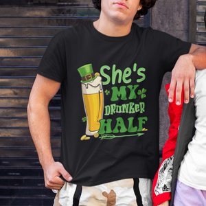 Funny St. Patricks Day Drinking Couple Matching T Shirt She's My Drunker Half TS02 Printyourwear