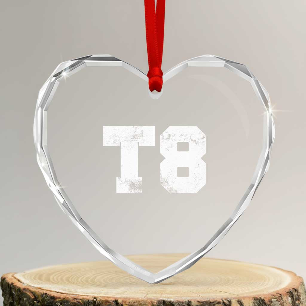 T8 Jersey Heart Crystal Glass Ornament Concert Inspired Outfit Varsity Sports TS10 Transparent Glass 3'' Heart Print Your Wear