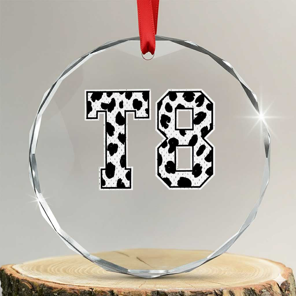 T8 Jersey Number Crystal Glass Ornament Y2k Leopard Number Concert Inspired Outfit Varsity Sports TS10 Transparent Glass 3'' Circle Print Your Wear