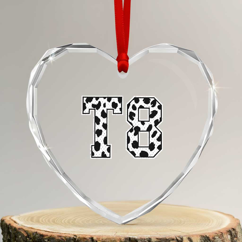 T8 Jersey Number Heart Crystal Glass Ornament Y2k Leopard Number Concert Inspired Outfit Varsity Sports TS10 Transparent Glass 3'' Heart Print Your Wear