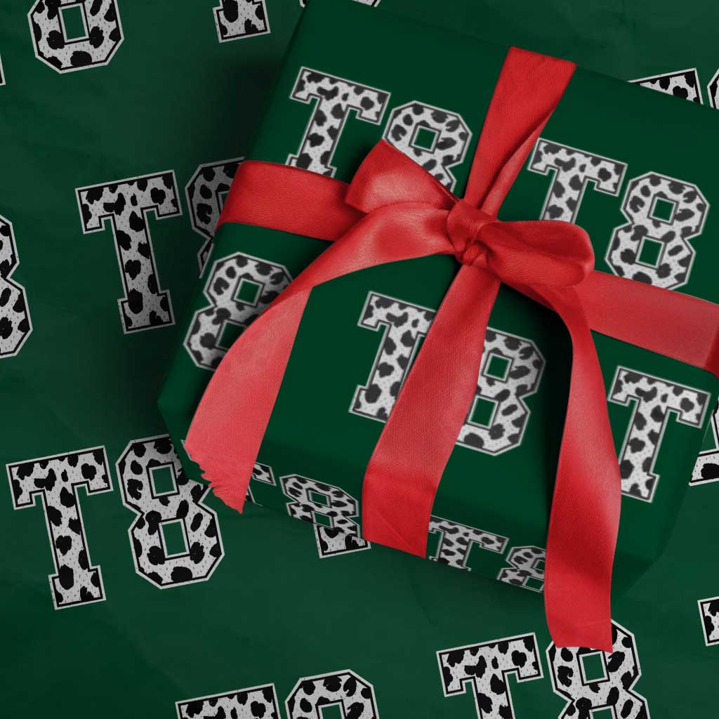 T8 Jersey Number Wrapping Paper Roll Y2k Leopard Number Concert Inspired Outfit Varsity Sports TS10 Green Print Your Wear