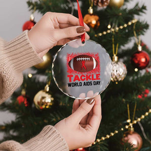 Tackle World AIDS Day Crystal Glass Ornament Football HIV Awareness Red Ribbon TS12 Print Your Wear