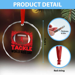 Tackle World AIDS Day Crystal Glass Ornament Football HIV Awareness Red Ribbon TS12 Print Your Wear