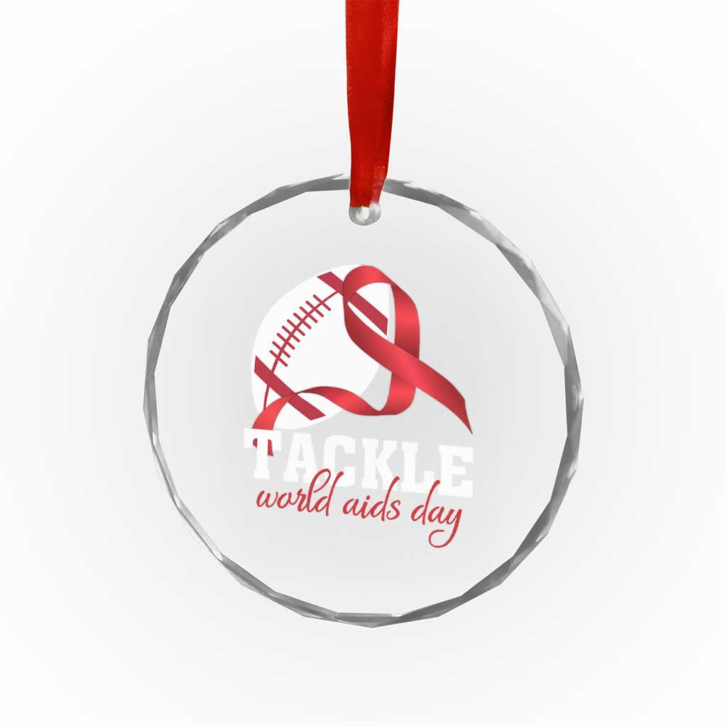 Tackle World AIDS Day Crystal Glass Ornament Red Ribbon Football Awareness Gift TS12 Print Your Wear