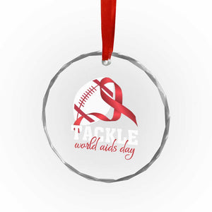 Tackle World AIDS Day Crystal Glass Ornament Red Ribbon Football Awareness Gift TS12 Print Your Wear