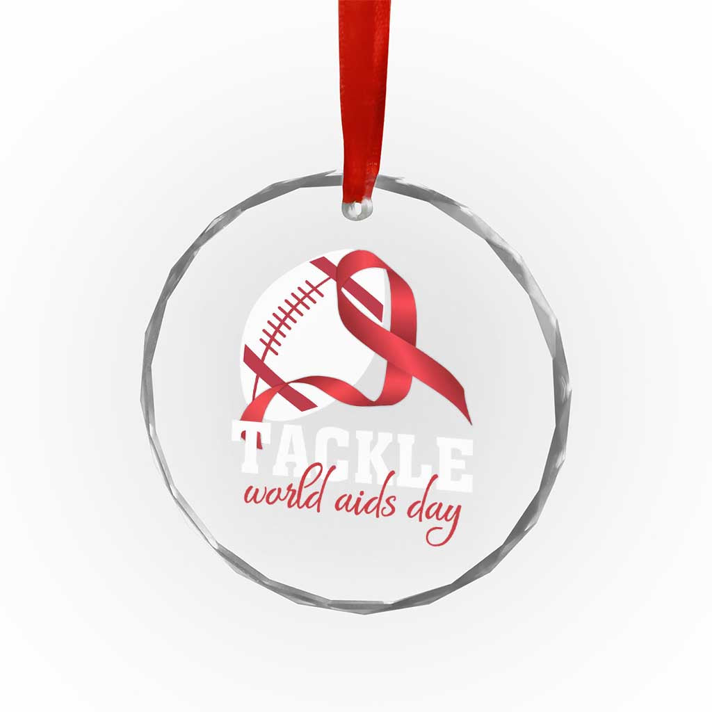 Tackle World AIDS Day Crystal Glass Ornament Red Ribbon Football Awareness Gift TS12 Print Your Wear