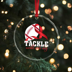 Tackle World AIDS Day Crystal Glass Ornament Red Ribbon Football Awareness Gift TS12 Print Your Wear
