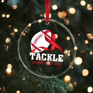 Tackle World AIDS Day Crystal Glass Ornament Red Ribbon Football Awareness Gift TS12 Print Your Wear