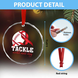 Tackle World AIDS Day Crystal Glass Ornament Red Ribbon Football Awareness Gift TS12 Print Your Wear