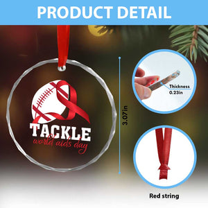 Tackle World AIDS Day Crystal Glass Ornament Red Ribbon Football Awareness Gift TS12 Print Your Wear