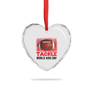 Tackle World AIDS Day Heart Crystal Glass Ornament Football HIV Awareness Red Ribbon TS12 Print Your Wear